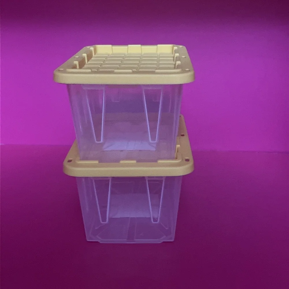 2 Lowe's Clear Mini Teeny Totes With Yellow Cover Lid 4.8